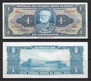 BRAZIL, 1 CRUZEIRO,BANCO DO BRAZIL, BANK NOTES,PAPER MONEY,CURRENCY,UNCIRCULATED - Picture 1 of 1
