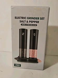 Juego de molinillo eléctrico de sal y pimienta. Funciona con pilas con soporte. - Imagen 1 de 4