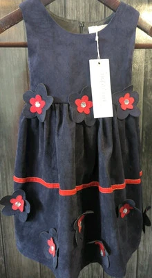 Vestido de Terciopelo de Algodón Sin Mangas 4 Diva de Moda Nuevo con Etiquetas Azul Marino Rojo Flor Foto 1 de 4