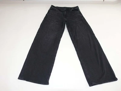 American Eagle Women's Low Rise Baggy Wide Leg Jeans Size 6 Long Black Stretch - Image 1 of 4