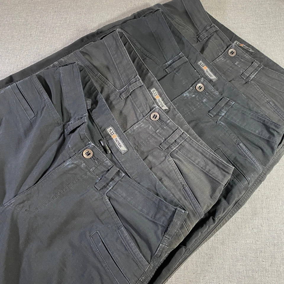 Lote de 4 Pantalones de Carga 5.11 Tácticos Para Hombre Negros 33x32 Duraderos Flex Tac Utility Foto 1 de 4