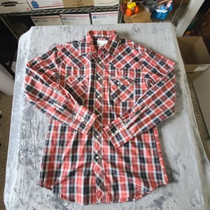 Wrangler Herren Medium Rancher Western Hemd Pearl Snap Langarm rot kariert  - Bild 1 von 12