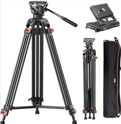 Heavy Duty Tripod Professional Video Tripod Aluminium 72inch with 360 Degree Flu - Image 1 of 4