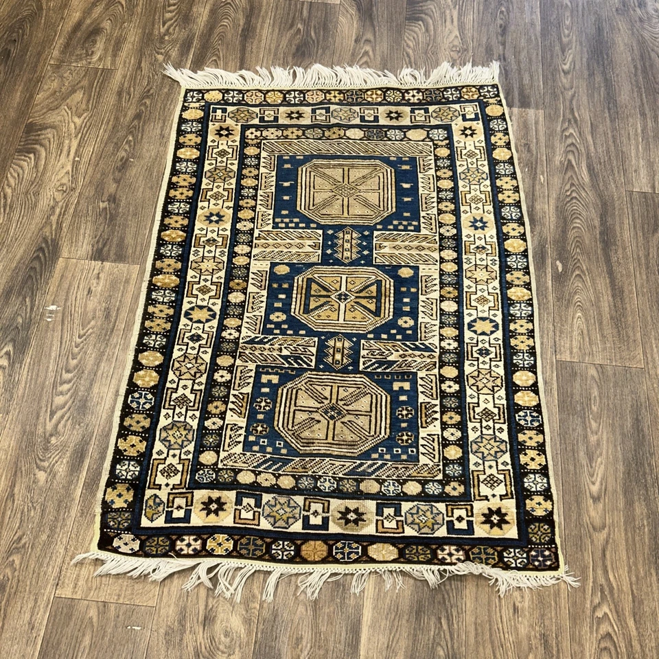 3.2 x 4 Handmade High Quality  Caucasian Blue Kazak Rug Fine Wool - Image 1 of 4