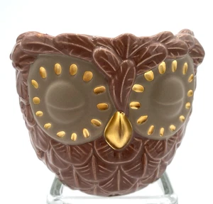 Bath & Body Works Ceramic Owl Candle Holder, Brown, with Tag - Picture 1 of 10