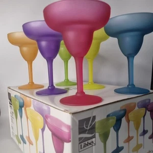 NIB VTG Libbey Set of 6 Watusi Margarita Glass Multicolor Colorful Retro Party - Picture 1 of 10