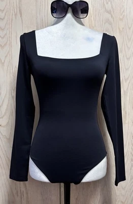 Aritzia  Contour Square Neck Long Sleeve Bodysuit Black Size S. NWT - Imagem 1 de 4
