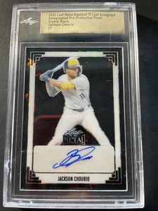 2024 Leaf Metal Auto Proof Crystal Black Jackson Chourio 1 / 1 Milwaukee Brewers - Picture 1 of 3