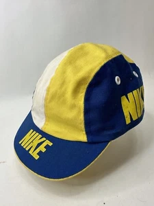 Rare Vintage Nike Blue Yellow Bicycle Cycling Cap Hat 70s Ventilated - Picture 1 of 8