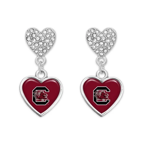 South Carolina Gamecocks Amara Silver Crystal Dangle Earrings Jewelry Gift USC Cover