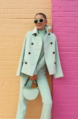 Halogen Atlantic Pacific Wool Blend Double Breated Jacket Size Medium M $199 - Image 1 of 4