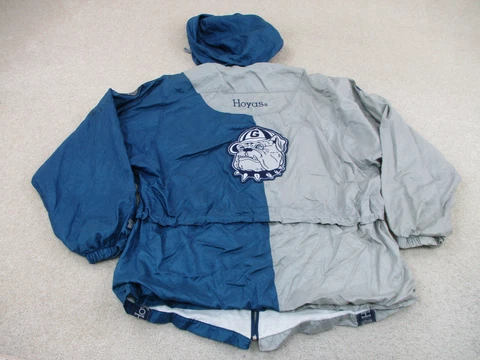 VINTAGE Georgetown Hoyas Jacket Adult Large Blue Gray Football Windbreaker Mens* Cover