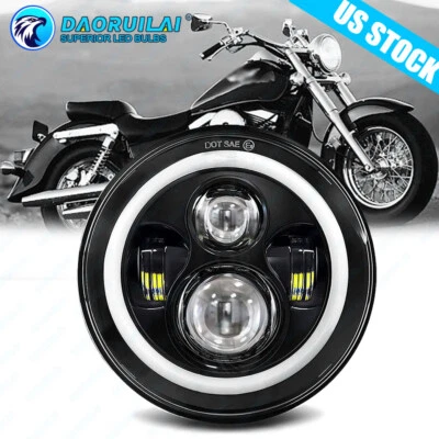 Faro LED de 7 pulgadas DRL ojos de ángel para motocicleta Harley-Davidson Honda Yamaha Foto 1 de 4