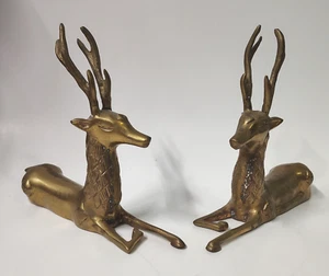 Par de estatuillas de ciervo de latón macizo MCM de colección - Imagen 1 de 10