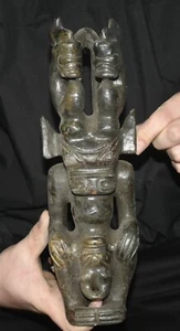 11.6" Chinese Hongshan Culture Old Jade Sun God Helios Pig Dragon Hook Statue - Picture 1 of 14