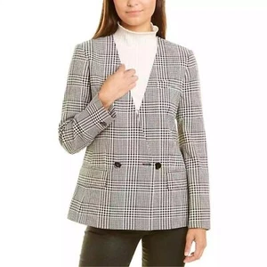 NWT Club Monaco Old Money Classy Plaid Fall Blazer Double Breasted Collarless 0 - Picture 1 of 9