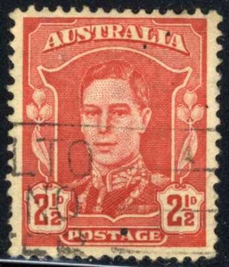 1942-44 AUSTRALIA Sc#194 2-1/2p rosso usato timbro re Giorgio VI - Foto 1 di 1