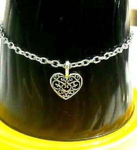 Tobillo de plata, brazalete de corazón con dije al tobillo, joyería de primavera verano, bohemio, regalo - Imagen 1 de 5