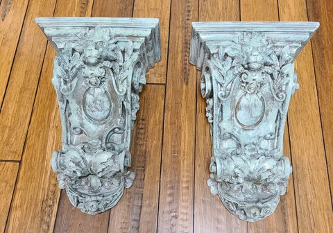 HUGE PAIR  Large Architectural Victorian style Lions Head  Corbels  Shelves Cover