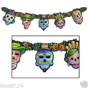 HALLOWEEN Day of The Dead Dia de Los Muertos Party Decoration JOINTED STREAMER - Picture 1 of 1