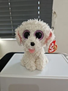 Ty Beanie Boos Pippie 2015 weiches Plüschtier Teddy Hund lila Glitzeraugen 6 Zoll groß - Bild 1 von 4