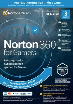 NORTON 360 for Gamers 2024 3 Geräte 3 PC/Mac 2022 DE Internet Security EU - Bild 1 von 4