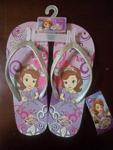 NWT Size 2/3 Girls Sofia the First 1st princess purple flip flops sandals - Picture 1 of 3