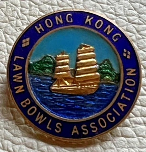 HONG KONG LAWN BOWLS ASOCIACIÓN VINTAGE RARO HW MILLER PIN INSIGNIA - Imagen 1 de 4