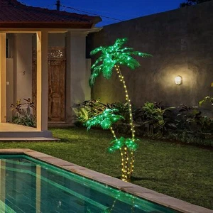 6' LED Lighted Outdoor Palm Tree Artificial Tree Waterproof Tiki Bar Party Decor - Picture 1 of 8