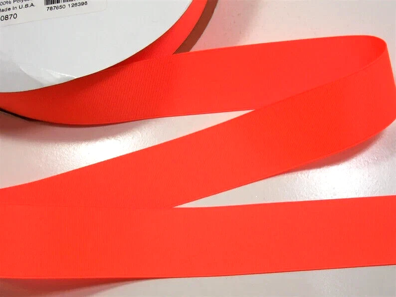 Neon Orange Grosgrain Ribbon 1 1/2 inches wide x 10 yards Schiff Brand B14 - Image 1 of 3