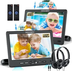 Car DVD Player Dual Screen with Headrest Mount, DESOBRY 10.5" Portable DVD Playe - Picture 1 of 8
