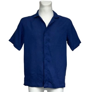 Orlebar Brown Pure Linen Blue Short Sleeve Cuban Shirt Men Size S - Picture 1 of 5