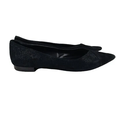 Donald Pliner Palma Negro Gamuza Cuero Skimmer Planos Talla 9.5 Foto 1 de 4