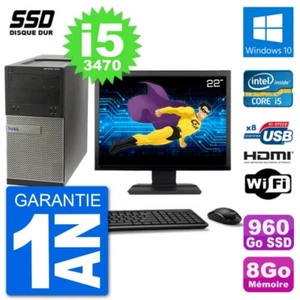 PC Dell 3010 MT Ecran 22" i5-3470 RAM 8Go SSD 960Go HDMI Windows 10 Wifi - Photo 1/3