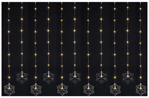 LED Lichter Vorhang Schnee Flocke - 200 cm - Winter Weihnachten Fenster Außen - Bild 1 von 2