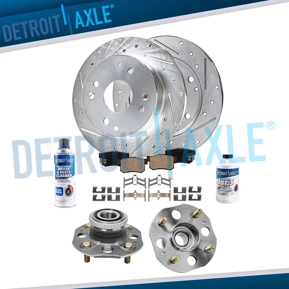 Rear Drilled Rotors Ceramic Brake Pads Wheel Bearings for 1994-1997 Honda Accord - Image 1 of 4
