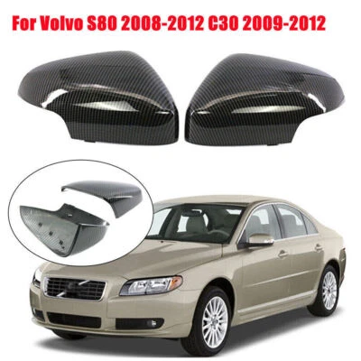 Tapa de cubierta de espejo retrovisor lateral de puerta de fibra de carbono para Volvo S80 2008-2012 C30 2009-2012 Foto 1 de 4