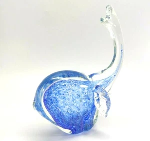 Cased Art Glass Paperweight Elephant Cobalt Blue Small Handmade - Picture 1 of 12