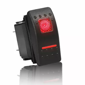 1pc Momentary Red Square Lighted Rocker Switch DPDT, 20A 12VDC Illuminated 7pin - Picture 1 of 5