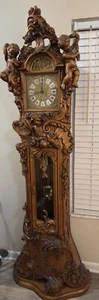 Franz Hermle Antique Wooden Grandfather Clock Hand Carved & Made In Italy - Picture 1 of 20