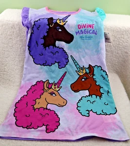 Afro Unicorn | Camicia da notte viola con stampa grafica per bambini e ragazze taglia M (7-8) - Foto 1 di 4