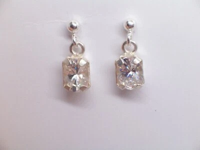 Orecchini in ARGENTO 925 con Pietra Incolore - imitazione diamante e brillante - Immagine 1 di 4