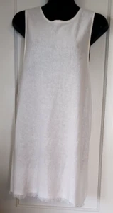 J Jill Fringe Hem Knit Tank Top Tunic Linen Blend White Sleeveless Large? - Picture 1 of 9