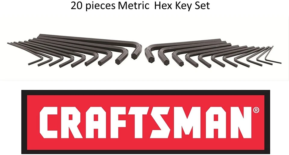 NEW Craftsman 20 Piece Hex Key Set Metric L-Shaped 20 PACK  -LIFETIME WARRANTY - Image 1 of 1