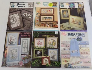 Lote de 6 ~ Surtidos patrones/gráficos vintage de punto de cruz ~ reloj de sombra ~ Boy King - Imagen 1 de 12