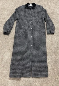 LL Bean Jacket Women Small Gray Wool Tweed Trench Coat Hobo - Picture 1 of 4