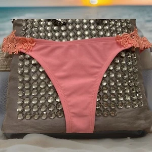 RIVER ISLAND Women’s Pink Bikini Bottoms UK 4 XXS Lace Side Beach Summer Holiday - Picture 1 of 7