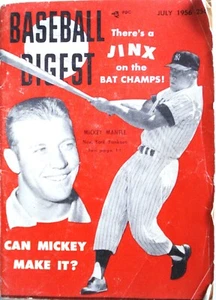 Baseball Digest July 1956 Mickey Mantle HR Chase of Ruth Cover Story - Picture 1 of 2