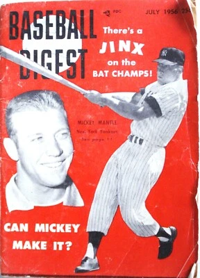 Historia de portada de Mickey Mantle HR Chase of Ruth Baseball Digest de julio de 1956 Foto 1 de 2