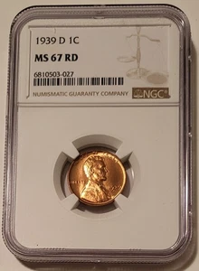 NGC 1939 D Lincoln Wheat Cent MS67 RED - Picture 1 of 4